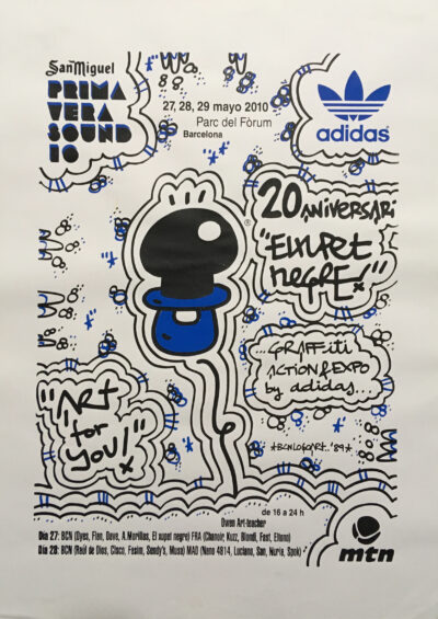 El Xupet Negre-"20 Anniversary at Primavera Sound with Adidas"-Silkscreened Print 100 poster series, signed and numbered. 70 x 50 cm 2010