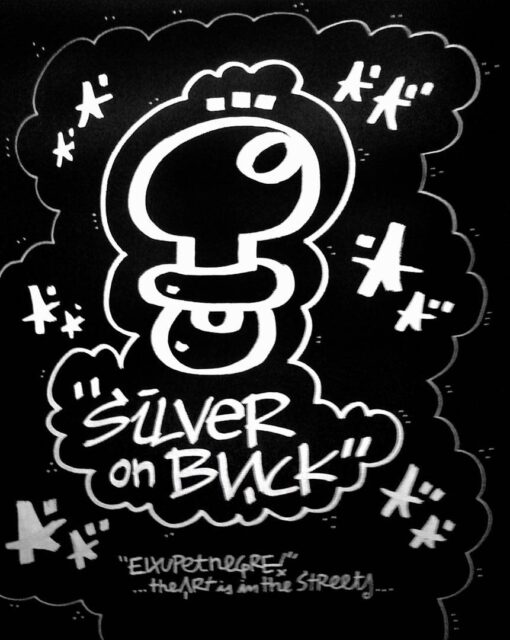 El Xupet Negre-"Silver on Black"-Marker on Paper-Original Artwork