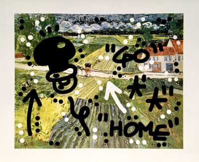 El Xupet Negre-"GO HOME"-Paint on Ancient Print-Original Artwork